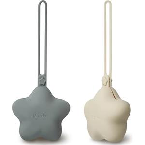 Moonkie Porta Ciuccio, Portaciuccio in Silicone(2 Pezzi), Porta Succhietto Senza BPA, Portaciuccio da Viaggio, Custodia Ciuccio per Bambini, Pratica Scatola Porta Ciuccio(Tono pelle/Lunar grey)
