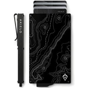 AKIELO Porta Carte di Credito con Blocco RFID in Confezione Regalo - Portafoglio Uomo Slim - Porta Tessere Uomo dal Design Minimalista (Collezione ALPHA)