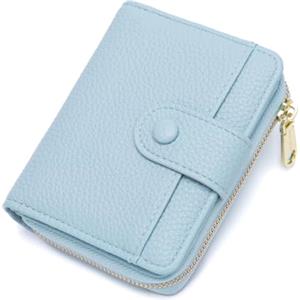 CHAOFANXI Portafoglio da Donna in Pelle PU con Protezione RFID, 6 Scomparti per Carte e Finestrino Patente, Portamonete con Cerniera, Blu