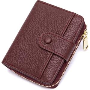 CHAOFANXI Portafoglio da Donna in Pelle PU con Protezione RFID, 6 Scomparti per Carte e Finestrino Patente, Portamonete con Cerniera,Bordeaux