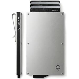 AKIELO Porta Carte di Credito con Blocco RFID in Confezione Regalo - Portafoglio Uomo Slim - Porta Tessere Uomo dal Design Minimalista (Collezione ALPHA)