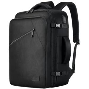 ANNMOR Zaino Ryanair 40x30x20, Zaino da Viaggio con Scomparto Impermeabile | 24L Zaino espandibile fino a 30L, bagaglio a mano da aereo con scomparto laptop 15,6", per viaggi brevi e lavoro, Nero