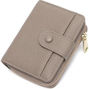 CHAOFANXI Portafoglio da Donna in Pelle PU con Protezione RFID, 6 Scomparti per Carte e Finestrino Patente, Portamonete con Cerniera,Grigio
