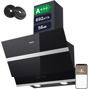 CIARRA CBCB6736N Classe A+++ Cappa Aspirante 60 cm WIFI Control Nero | 692 m³/h in Acciaio Inox Scarico Aria/Ricircolata Filtro per CBCF003 Cappa a Parete con Pannello Touch Illuminazione a LED