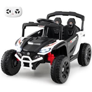 RELAX4LIFE Macchina Elettrica Fuoristrada per Bambini 12V (Bianco 2) | Telecomando 2.4G, 3 Velocità 3-5 km/h, Doppio Motore, Luci LED, Musica, Clacson, Avanti e Indietro