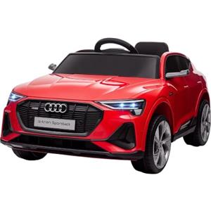 HOMCOM Macchina Elettrica per Bambini 12V Audi E-tron Doppio Motore Rosso | Telecomando, Batteria Ricaricabile, Velocità 3-5km/h, Luci LED, Musica