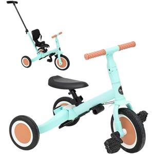 Olmitos - Triciclo evolutivo per bambini 5 in 1, bicicletta per bambini da 1 anno a 5 anni, da triciclo a bicicletta con o senza pedali, adattabile e trasformabile (Gyro, menta)