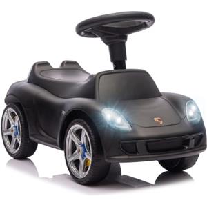AIYAPLAY Macchina Cavalcabile per Bambini con Licenza Porsche, Nero Opaco | Auto per Bambini 18-36 Mesi, Spinta Manuale, Clacson, Fari e Suono di Avviamento
