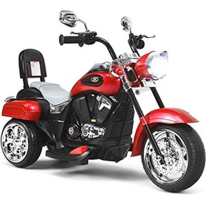 RELAX4LIFE Moto Elettrica per Bambini 6V, Moto Cavalcabile a 3 Ruote (ROSSO)