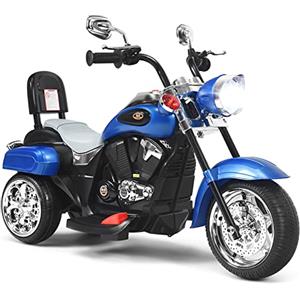 RELAX4LIFE Moto Elettrica per Bambini 6V, Moto Cavalcabile a 3 Ruote (BLU 2)