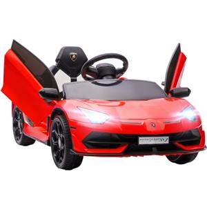 HOMCOM Auto Elettrica per Bambini 12V Licenza Lamborghini 2 Motori, Rosso | Macchina Elettrica per Bambini, Sospensioni, Telecomando 2.4G, Fari, Clacson e Musica, 3-5km/h