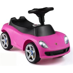 COSTWAY Macchinina Cavalcabile per Bambini 18+ Mesi, Rosa | Macchina per Bambini con Volante, Clacson, Cruscotto Simulato e Fari, Capacità di Carico 30 kg, 62,5 x 29 x 38,5 cm