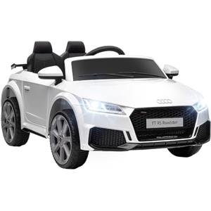 HOMCOM Macchina Elettrica per Bambini 3-5 Anni 12V Licenza AUDI TT Bianco | 3Km/h, Auto Elettrica per Bambini, 2 Motori, Telecomando 2.4G, Clacson, Musica, Fari LED