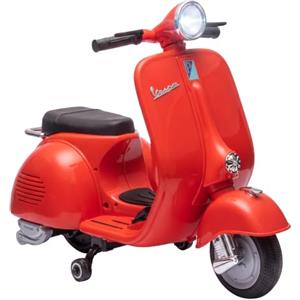 AIYAPLAY Moto Elettrica per Bambini 3+ Anni Licenza VESPA 6V Rosso | Batteria al Litio, Motorino Elettrico per Bambini, Rotelle Rimovibili, Musica, USB, Faro LED, 3-5 km/h, Mini Moto, Max 30kg