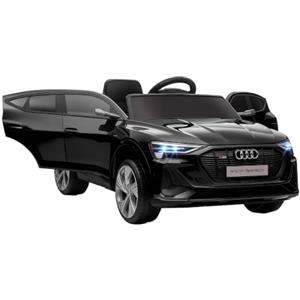 HOMCOM Macchina Elettrica per Bambini 12V Audi E-tron Doppio Motore Nero | Telecomando, Batteria Ricaricabile, Velocità 3-5km/h, Luci LED, Musica