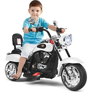 RELAX4LIFE Moto Elettrica per Bambini 6V, Moto Cavalcabile a 3 Ruote (Bianco)
