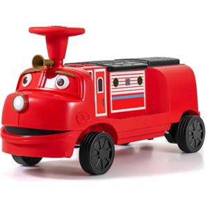 COSTWAY 12 V Macchina Elettrica per Bambini, Cavalcabile，2 Sedili (Rosso) | Trenino Elettrico a Batteria con Contenitore Nascosto, Musica e Doppia Alimentazione, 37-95 Mesi, Portata 60 kg