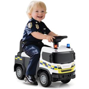 COSTWAY Macchina Cavalcabile per Bambini 18 Mesi+, Macchina a Spinta per Bambini Ufficiale Scania, Camion da Costruzione con Luci, Sirene, Clacson e Musica, con Spazio sotto Sedile (Bianco)