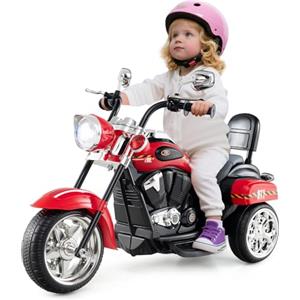 SOARS Moto Elettrica per Bambini 6V a 3 Ruote (Rosso-Pompieri) | Motorino Triciclo con Luci LED e Suoni, con Acceleratore a Pedale e Specchietto, 3 km/h, Carico 30 kg, 3+ Anni