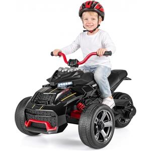 COSTWAY 12V ATV Macchina Elettrica per Bambini 3-7 Anni | Veicolo Fuoristrada con 3 Ruote Luci LED, Pedale e Avvio Lento, Musica e Porta USB, Velocità 3-7 km/h