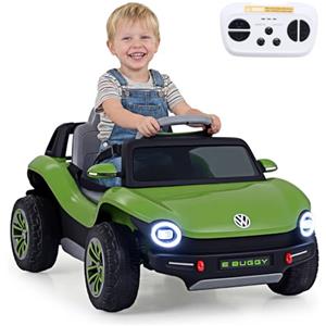 COSTWAY Volkswagen 12V Macchina Elettrica per Bambini con Telecomando, Velocità Regolabile, Auto Cavalcabile con Musica Vano Portaoggetti e Ruote Ammortizzanti, per Bambini 3+ Anni (Verde)