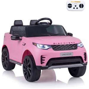 RELAX4LIFE Macchina Elettrica per Bambini 3+ Anni, 12 V, Auto Telecomandata Land Rover con Doppio Motore, Veicolo Cavalcabile con Luci e Musica, Velocità Regolabile, Avvio e Arresto Graduali (Rosa)