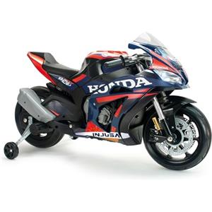 INJUSA Moto elettrica 12 V competizione bambino 3 4 5 6 anni Honda, blu | batteria al piombo 12 V, autonomia 60 minuti, 5-6 km/h, luci e suoni, portata 13 kg, 114 x 53 x 62 cm