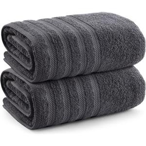 Utopia Towels 2 Asciugamani Bagno Grandi 100x150 cm, 100% Cotone, Grigio | Ultra Morbidi, Qualità Hotel, Asciugatura Rapida, con Gancio per Appendere