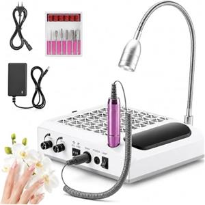 ZLXHFFH Fresa Unghie Professionale 4 in 1 con Aspiratore Unghie 80W, Lima Elettrica per Unghie con Luce LED e Poggiagmano, 25000 Giri/min per Manicure Gel e Acrilico, Uso Casa e Salone