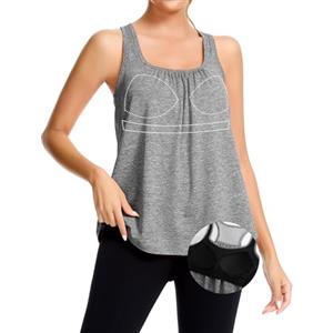 MISS MOLY Canotta sportiva da donna, in rete, con scollo rotondo, senza maniche, per yoga, fitness, casual, con reggiseno
