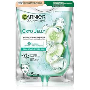 Garnier SkinActive Maschera Viso in Tessuto Hyaluronic Cryo Jelly, Anti-Fatica con Acido Ialuronico, Mentolo e Glicerina, Formula Effetto Ghiaccio, 27 g