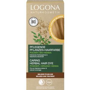 LOGONA Naturkosmetik Colorante vegetale per capelli in polvere vegana con henné biologico per colori intensi e lucentezza, colore per capelli vegetali biondo rame (biondo), 1 x 100 g