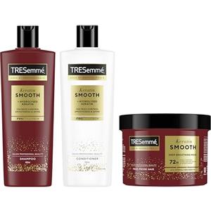 TRESemmé Keratin Smooth Set Shampoo, Balsamo, Maschera, 400+400+440ml | Per Capelli Lisci, Capelli Lucenti, Morbidi e Districati, Azione Anti-Crespo Fino a 72H