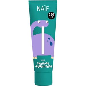 Naïf - Shampoo e Balsamo 2 in 1 per bambini - Deterge e ammorbidisce i capelli - Formula delicata - 0% SLES - Dermatologicamente testato - Di origine naturale- 250 ml