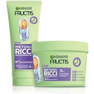 Garnier Fructis Metodo Ricci Kit Idratante Shampoo, 200 ml + 375 ml | Per Tutti i Tipi di Riccio, Ricci Definiti, Idratati e Morbidi, Con Acido Ialuronico e Burro di Karité