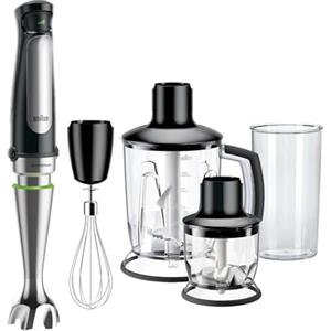 Braun MQ7045X MultiQuick7 Minipimer con 5 ANNI DI ASSISTENZA, Frullatore ad Immersione dotato di Tritaghiaccio/Tritatutto 1,25L, frusta a filo, Mini-Tritatutto 350ml, bicchiere graduato 600ml, 1000W