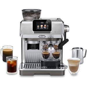 De'Longhi La Specialista Touch EC9455.M, Macchina Caffè Espresso con Macinacaffè, Funzione Cold Brew, Schiumatura Latte Automatica e Manuale, Controllo Touch, Include Set Di Benvenuto, Metallo