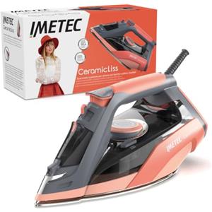 Imetec CeramicLiss - Ferro da stiro a vapore 2400W | Quadrupla protezione anticalcare | Colpo vapore 180 g | Piastra ceramica scorrevole | Antigoccia