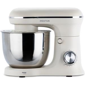 PRIXTON Frullatore Impastatrice KR250 per Pasticceria, Potenza 1500 W, 10 velocità, Ciotola Acciaio Inox da 5 litri, 3 accessori, Coperchio Trasparente (Crema Bianca)