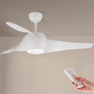 M mimotec - Ventilatore a soffitto Fanton Led Bianco 58W, telecomando, basso consumo, motore DC 40W+Luce Led 18W, 8 velocità, Silenzioso, 3 Lame, modalità inverno-estate, timer, LM8080