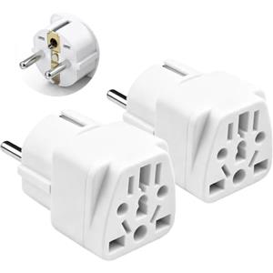 VINDENI Adattatore Universale da Viaggio, 2 Pezzi Adattatore Tipo G, A, B, E, I | Presa Universale da Viaggio, 250V US/UK/Canada/Australia/Messico/Grecia a Europa