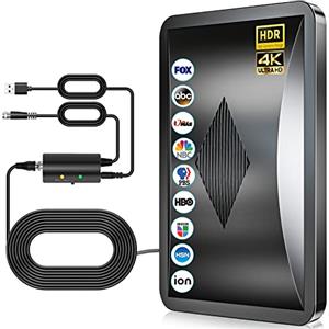 TE-Voze Antenna TV Interna 700KM+, Antenna TV da Interno con Amplificatore di Segnale Ultra Potente, 360° Ricezione Canali Locali HD, Compatibile con Tutti i TVs Supporta 8K, 4K, 1080P -Cavo Coassiale 10M