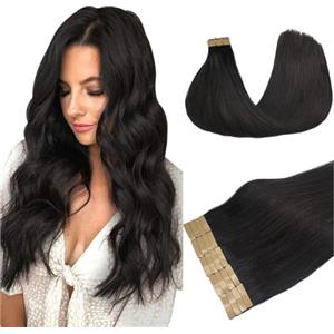 DOORES Extension Bioadesive Marrone, Nero Naturale 30cm 12 pollice 40g 20pcs, Extension Capelli Bioadesive Lisici Skin Weft Naturale Capelli