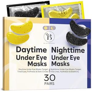 BLOOMORA Uep V5 Day Night Patch Occhi Giorno e Notte, Maschera con Caffeina | Collagene e Acido Ialuronico, Occhiaie e Borse, Eye Mask per L Idratazione e Gonfiore 30 Paia, Trattamento Contorno 24/7