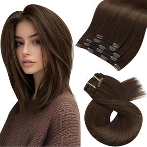 Moresoo Extension Capelli Veri Clip Invisibile 5 Pezzi Marrone #4 25cm 80g | Ciocche Setose, Look Naturale, Per Donna, Volume Immediato, Lavorazione Remy, Tatto Morbido
