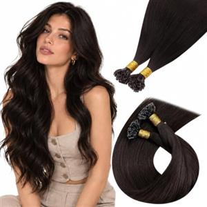 Hetto Extension Capelli Veri Cheratina 55cm 50 Ciocche per Look da Sera | Praticità nella cura con il pettine, Castano Scuro, Volume adattabile alla pettinatura, Lunghezze dal movimento morbido, 50g
