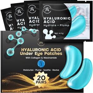 AURAE Uep Hyaluronic Patch Occhi con Acido Ialuronico 20 Paia, Occhiaie e Borse | Trattamento con Niacinamide, Maschera Contorno, Addio Stanchezza, Benvenuto Splendore, Sfoggio ad Più Luminosi e Levigati