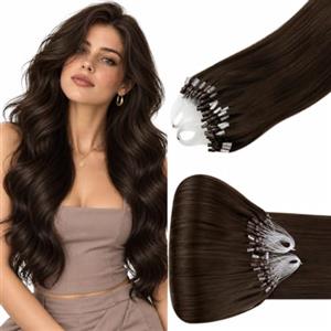 Hetto Extension Microring Capelli Veri Fissaggi Discreti 50ciocche 50g | Umani Remy per pettinature intrecciate, 35cm, Castano cioccolato, Vacanze e soggiorni fuori città, Volume sulle punte