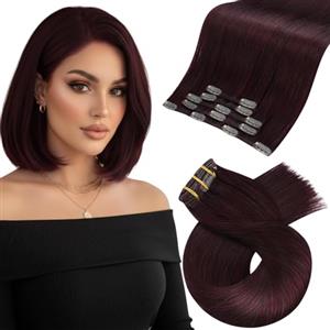 Moresoo Extension Capelli Veri Clip Fascia Unica Rosso #99J 25cm 5pz 80g | Ciocche Lisce, Look Da Giorno, Leggero Sulla Cute, Alta Qualità, Riflessi Vivi