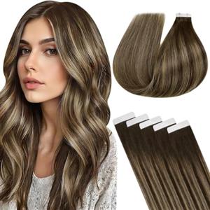 Hetto Extension Capelli Veri Biadesivo Praticità Quotidiana 20pz #4/4/27 | Idee per raccolti morbidi, Castano medio balayage biondo caramello, Lunghezze armoniose, Lavoro e quotidianità, 30cm 30g